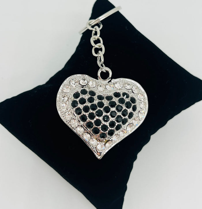 Bling Rhinestone Heart Keyring