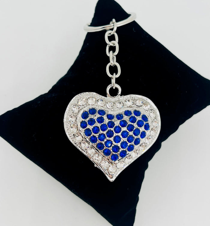 Bling Rhinestone Heart Keyring