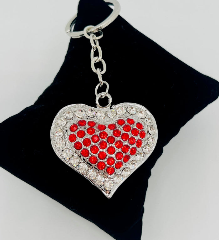 Bling Rhinestone Heart Keyring