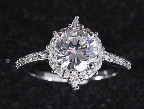 Rhinestone Round Princess Ring