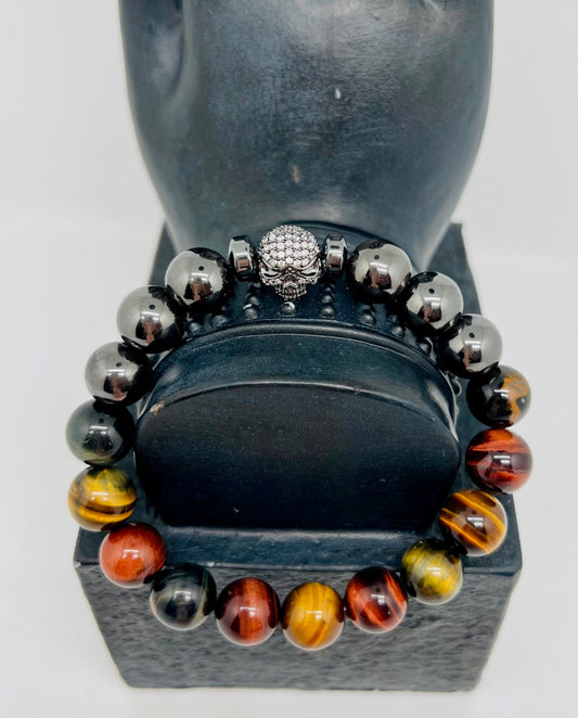 Rainbow Tigers Eye Skull