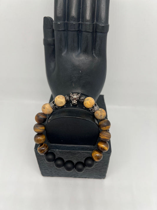 Matte Tigers Eye & Coral Jade