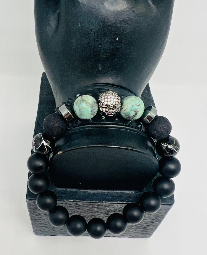 African Turquoise w/Black Matte Skull