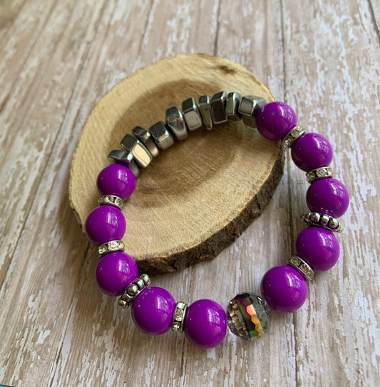 Silver Rose Stretch Bracelet