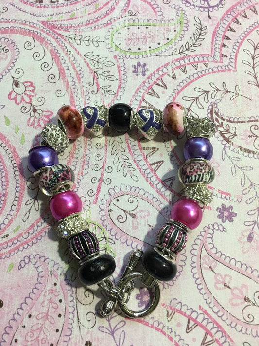 Purple Ribbon European Bracelet