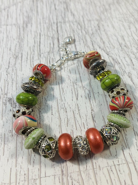 Lime Green Crimson Swirl