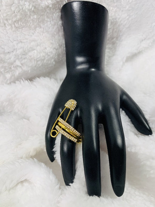 Gold Safety Pin Ring