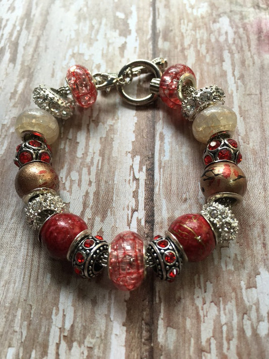 Red Crackle European Bracelet