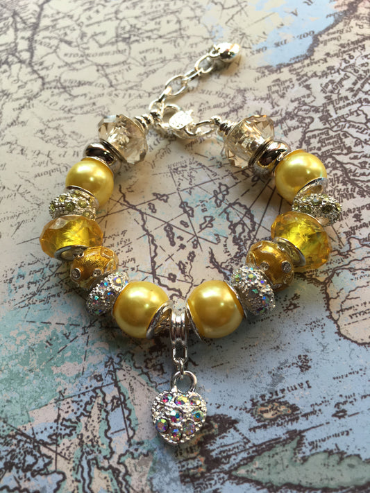 Yellow Heart European Bracelet