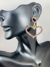 Load image into Gallery viewer, Rhinestone Heart Earrings