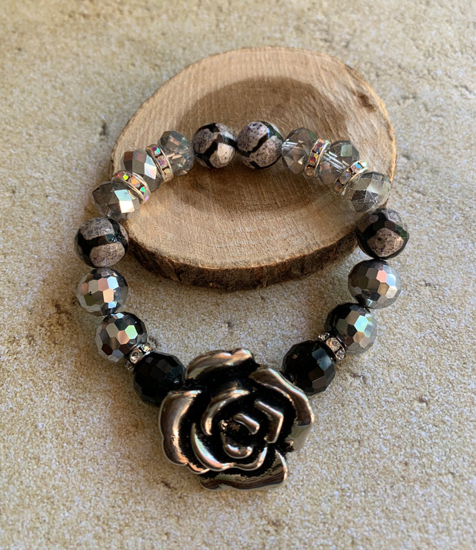 Silver Black Rose