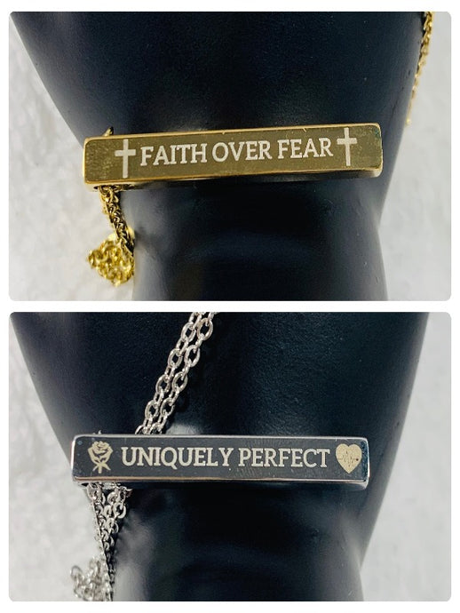 “Uniquely Perfect” & “Faith Over Fear” Necklaces