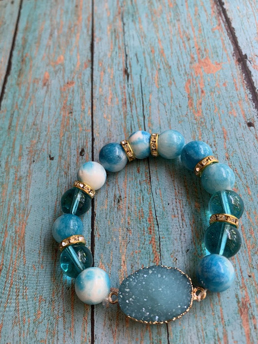 Ocean Blue Stretch Bracelet