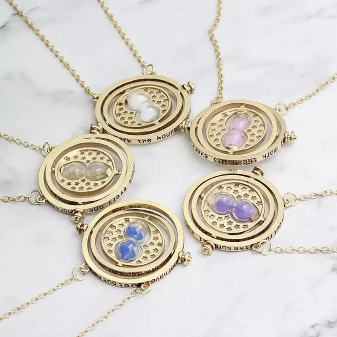 Rotating Hourglass Pendant Necklace