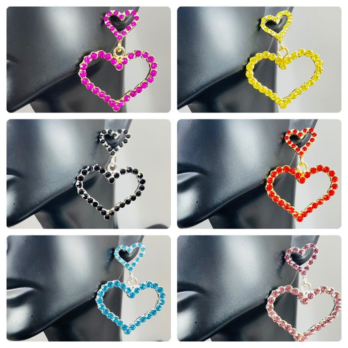 Rhinestone Heart Earrings