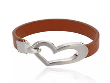 Load image into Gallery viewer, Heart Shaped Leather Bracelet