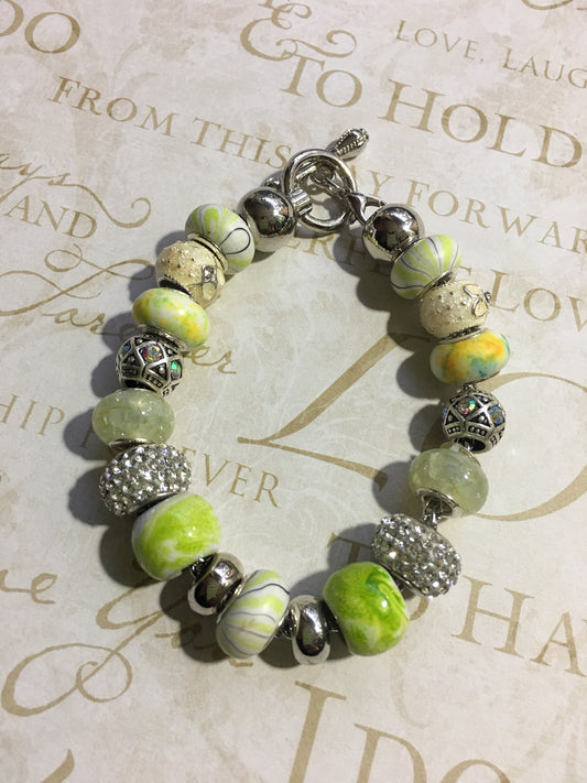 Lime Silver European Bracelet