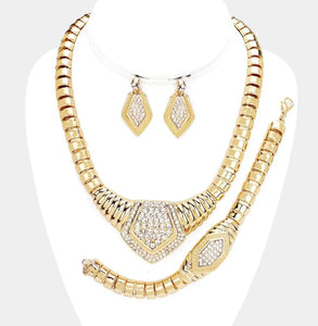 Rhinestone Pave Necklace Set