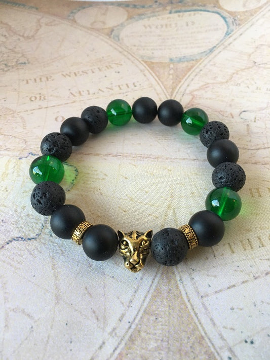 CLEAR GREEN LEOPARD BRACELET